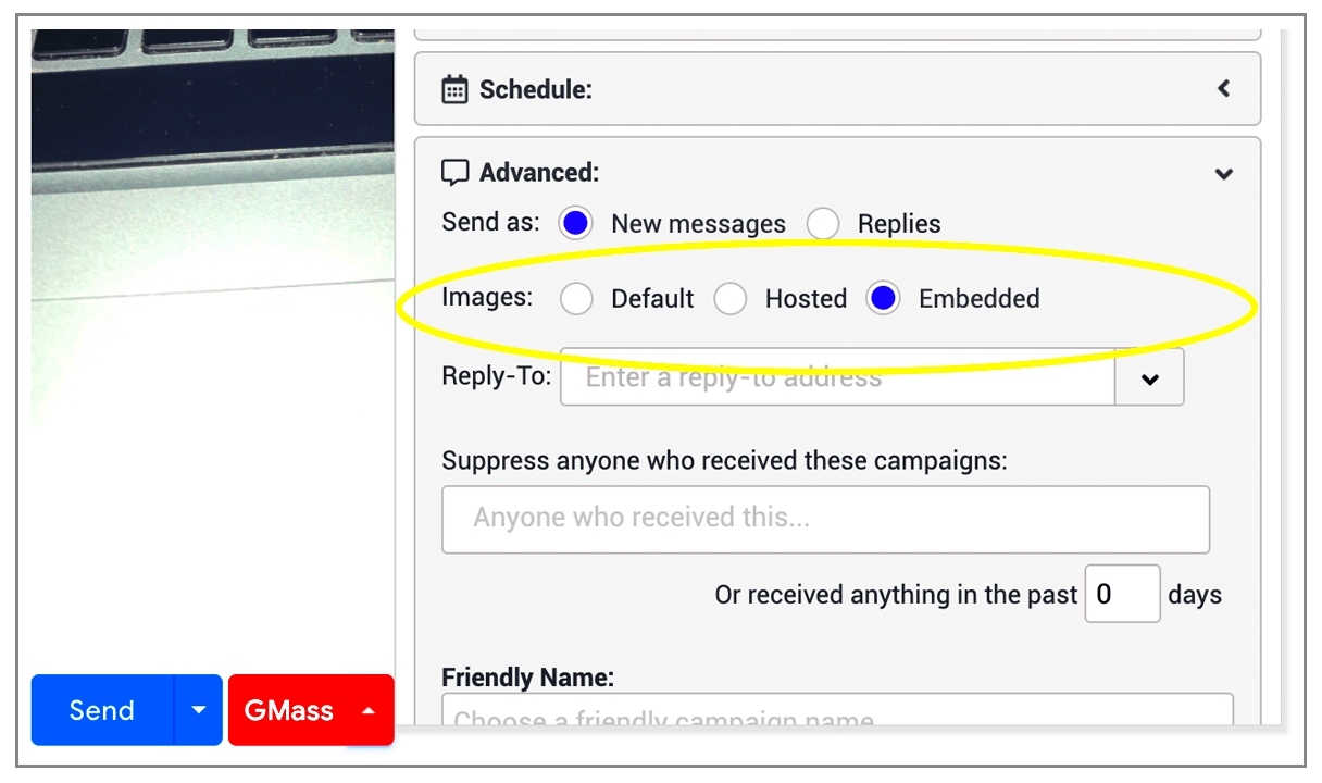 How to set hosted vs embedded images in Gmail