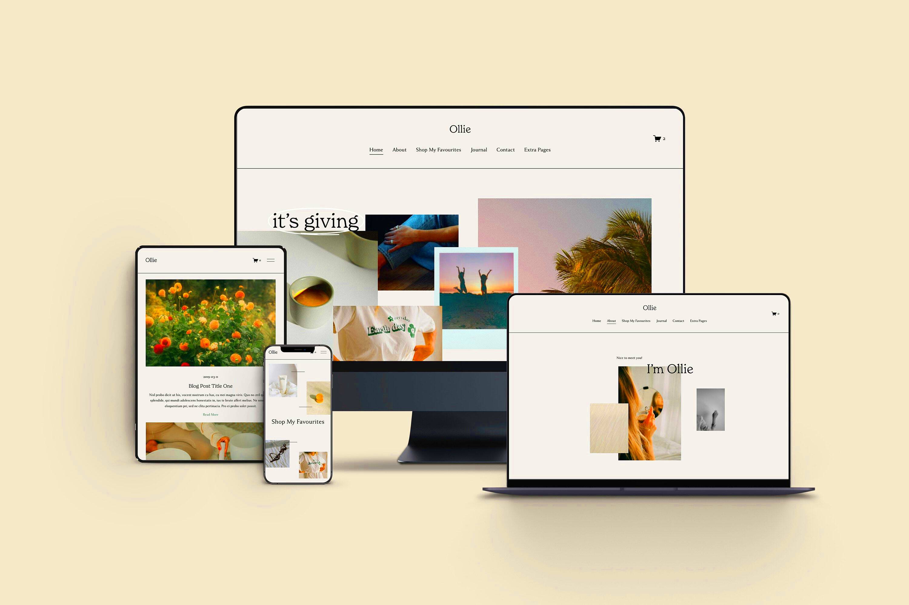 Ollie Squarespace 71 Modern Template Aesthetic Website  Etsy