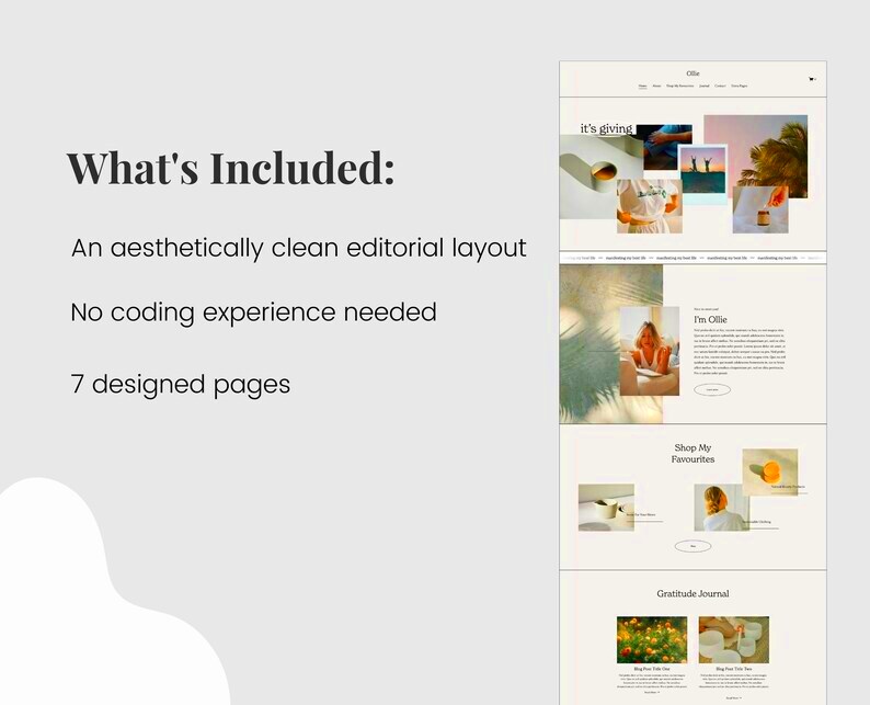 Ollie Squarespace 71 Modern Template Aesthetic Website  Etsy