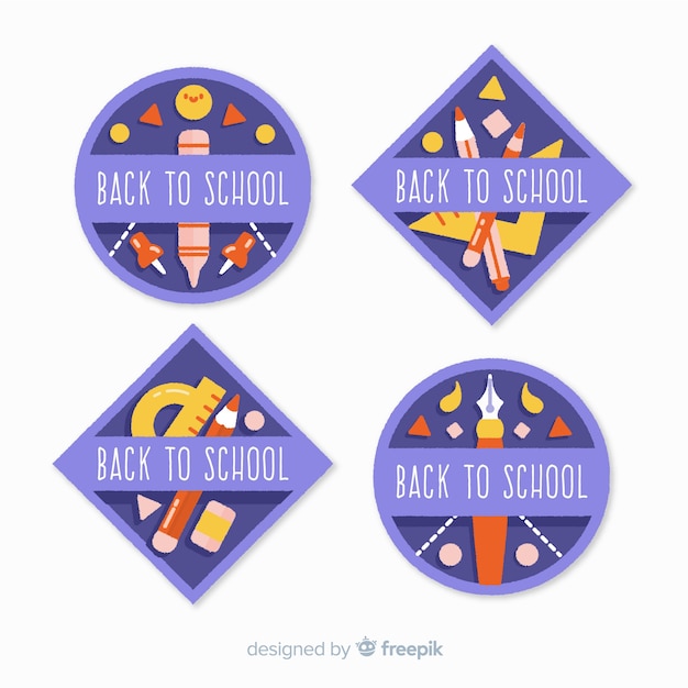 Hand Drawn Back to School Badge Collection – Free Download