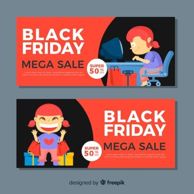 Creative Flat Black Friday Banners for Your Marketing Needs – Free Download