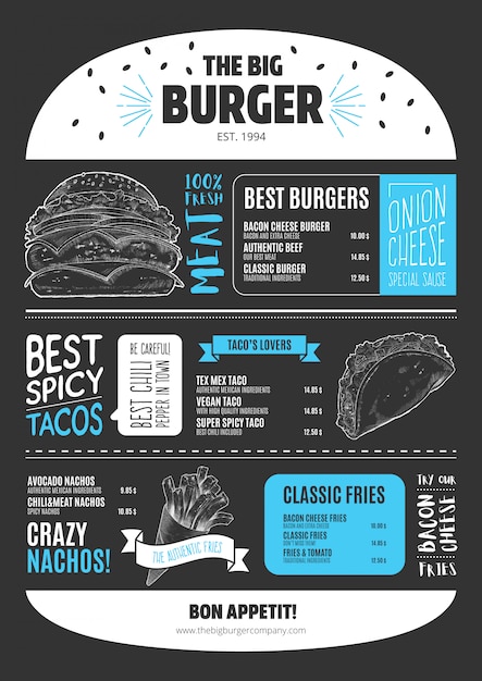 Burger Menu Template in Chalkboard Style – Free Download