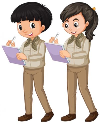 Scout Uniform Boy and Girl on White Background – Free Download