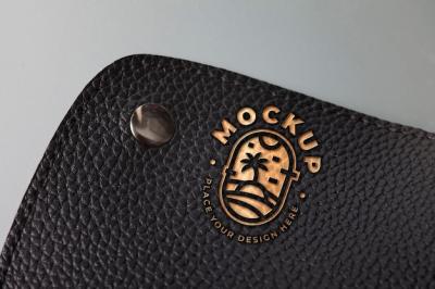 Logo Design Mock-Up on Leather Material – Free Stock Photo for Download