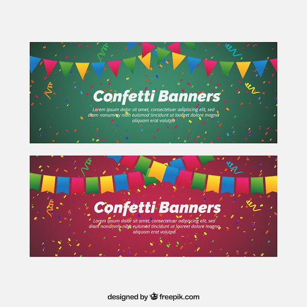 Colorful Confetti Banners with Decorative Pennants – Free Download