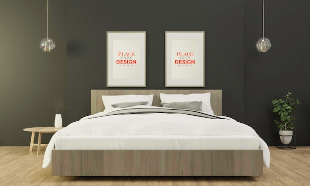 Wooden Frame Mockup for Bedroom Interior – Free Download