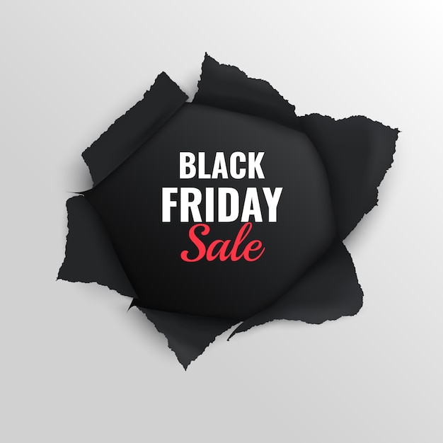 Realistic Black Friday Sale Composition on Grey with Torn Paper – Free Download