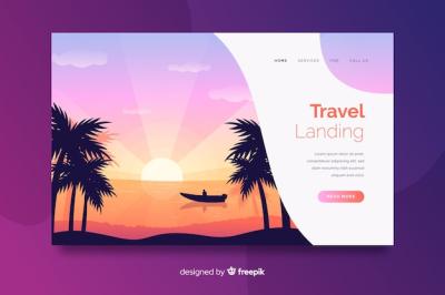 Travel Landing Page Vector Template â Free Download, Download Free Stock Photo