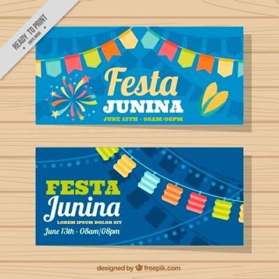 Cute Festa Junina Banners with Garlands – Free Download