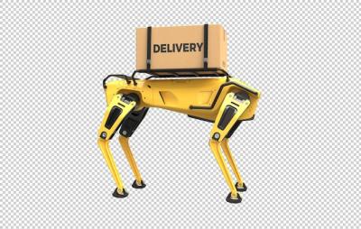 Robot Dog Delivering Goods on Transparent Background – Free to Download