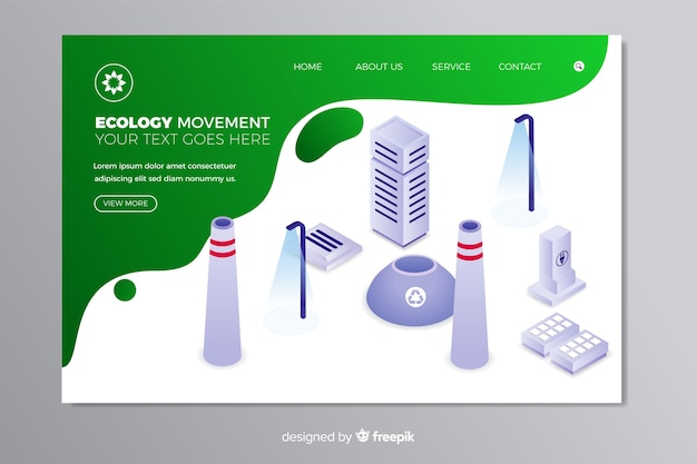 Isometric Ecology Landing Page Template – Download Free Stock Photo