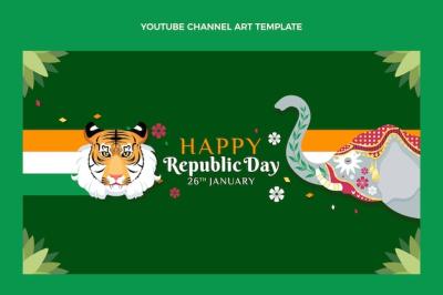 Flat Republic Day YouTube Channel Art – Download Free Stock Photo