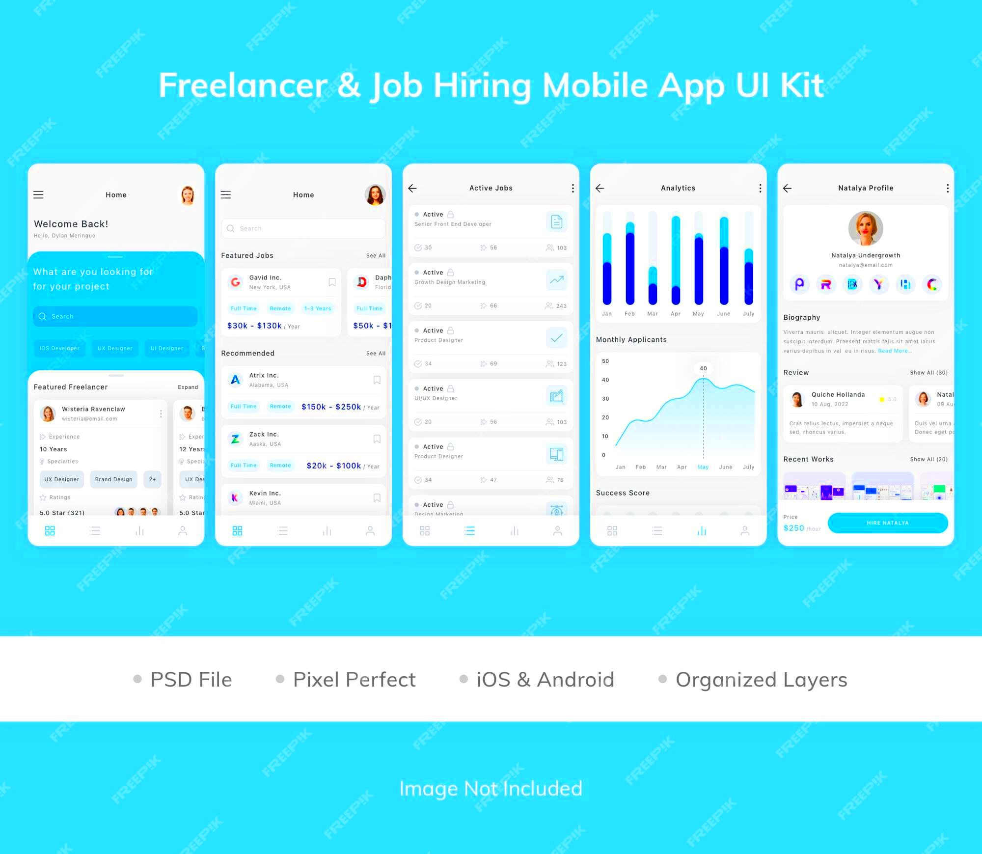 Premium PSD  Freelancer and job hiring mobile app ui kit