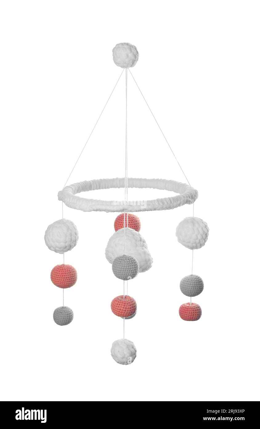 Cute baby crib mobile isolated on white Stock Photo  Alamy