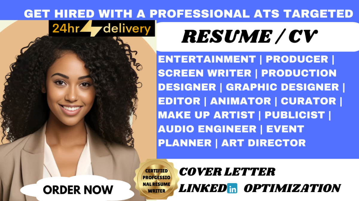 I Will Write an Entertainment, Producer, Screenwriter, Curator, Music, and Actor Resume