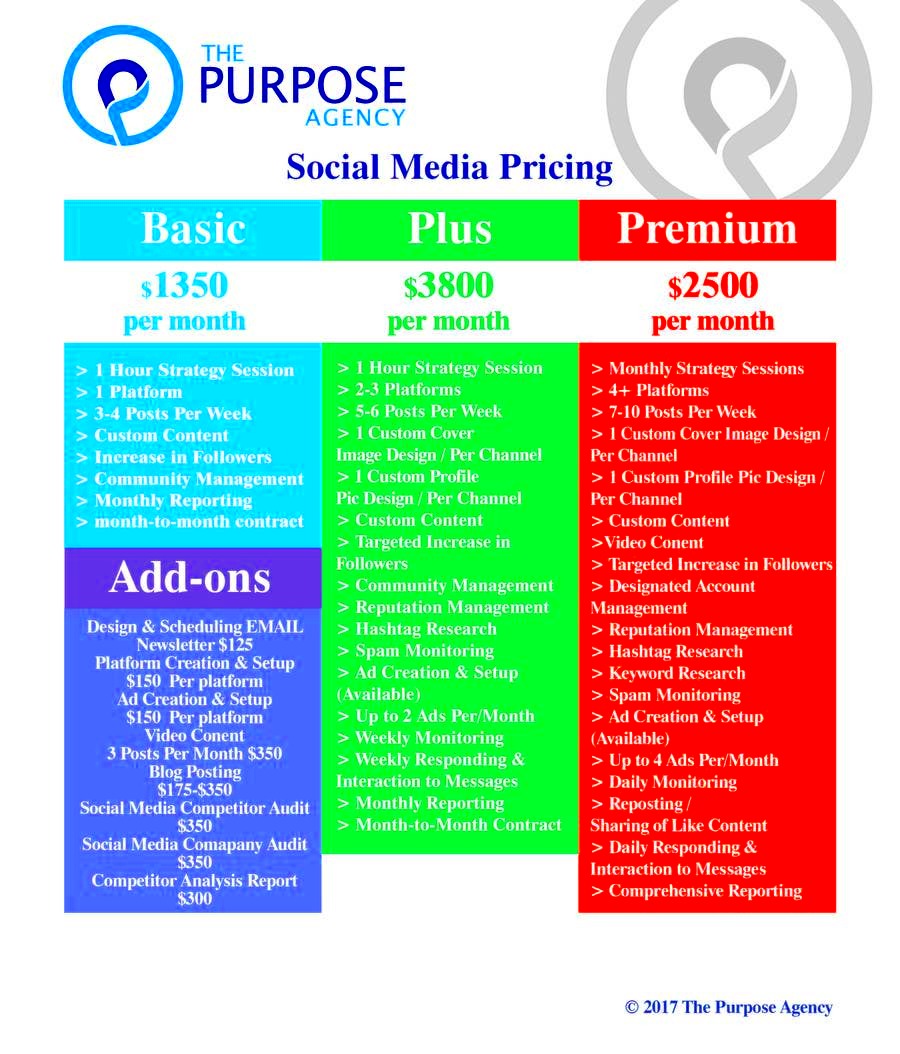 Social Media Pricing Sheet Template