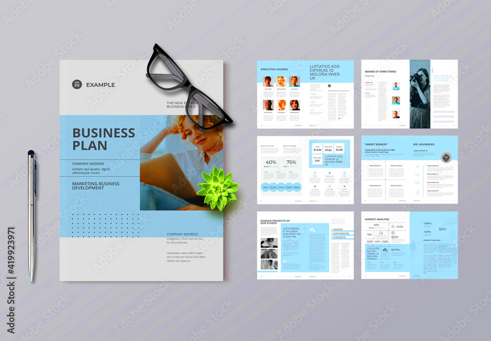 Szablon Stock Business Plan Layout  Adobe Stock