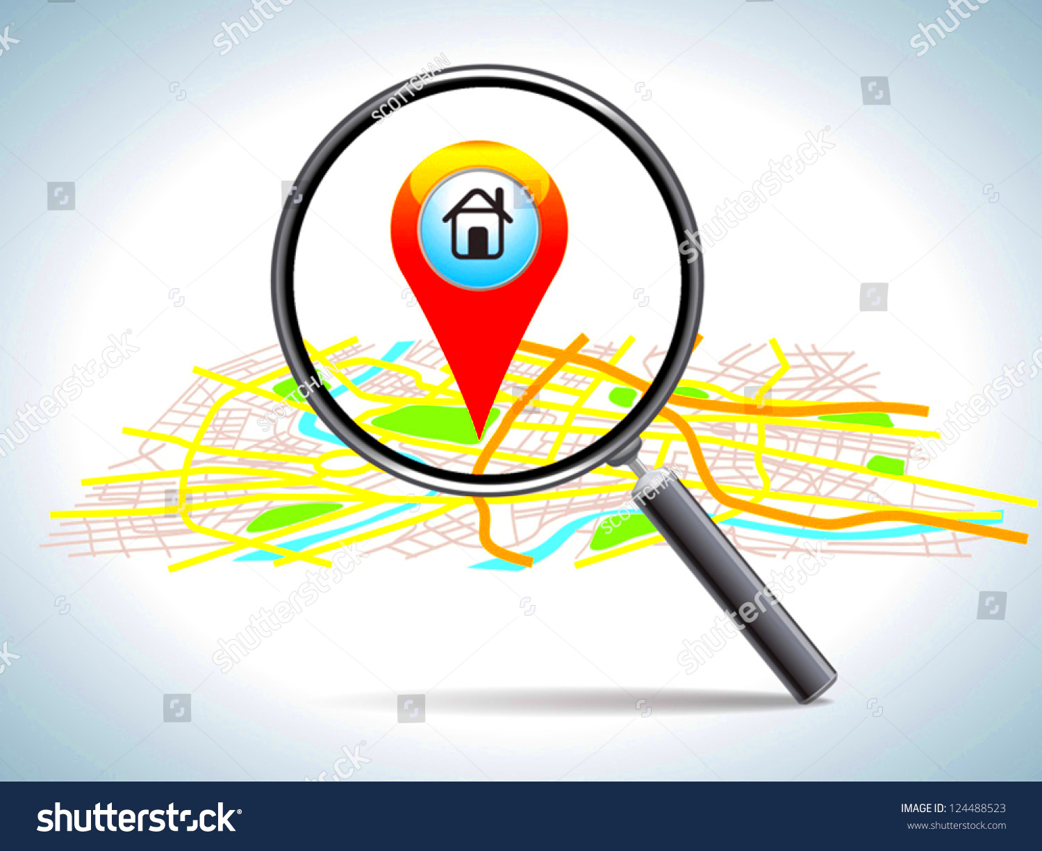 Search Home On Map Location Vector Stock Vector 124488523  Shutterstock