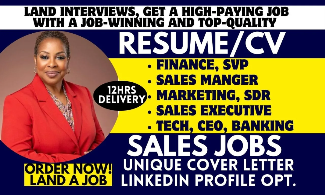 I will craft resume for sales, sales executive, sales manager, finance, marketing, sdr