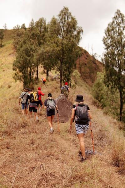 A group of people walking on the trek in Bali – free download