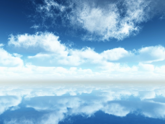 Stunning Landscape of Blue Sky and Clouds Reflecting in Tranquil Blue Sea – Free Download