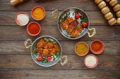 Marinated Chicken in Copper Pans with Tomatoes and Herbs – Free Stock Photo, Download Free Stock Photo