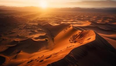 Majestic Sand Dunes Ripple Under Orange Sunset – Free Stock Photo for Download