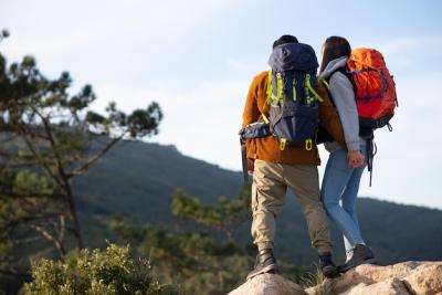 Back View of Friends Hiking in Nature – Free Stock Photo Download