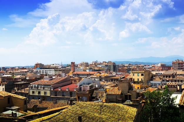 Top View of European City on a Sunny Day in Girona – Free Download