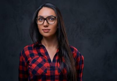 Brunette Female in Eyeglasses and Red Shirt – Free Stock Photo, Download Free