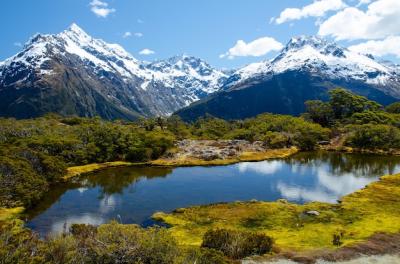 High Angle View of Key Summit and Lake Marian in New Zealand – Free Download