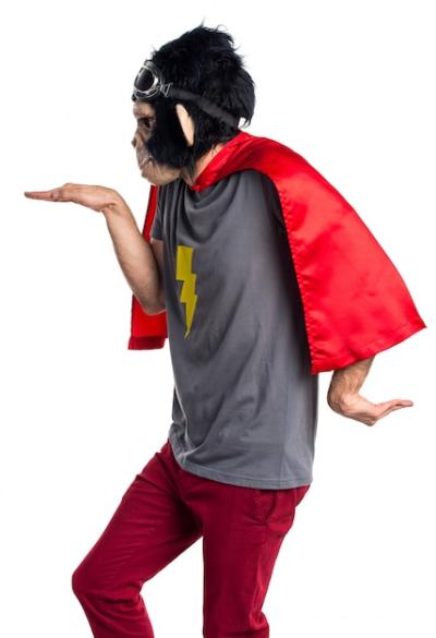 Crazy Gesture of a Superhero Monkey Man – Free Stock Photo for Download