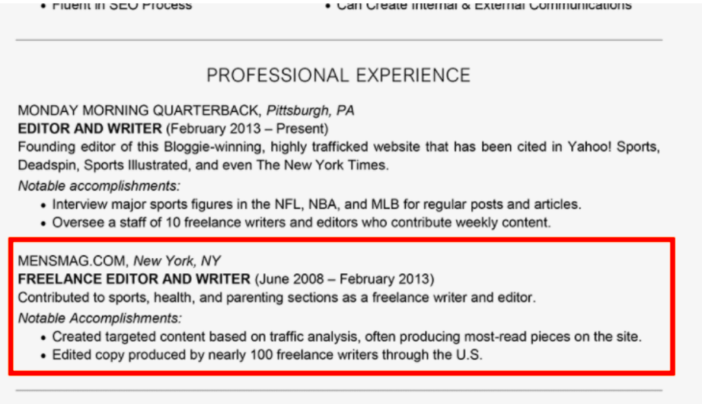 How to List Freelance Work On a Resume with Examples