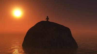 Stunning Sunset Photo of a Woman Sitting on a Rock – Free Download