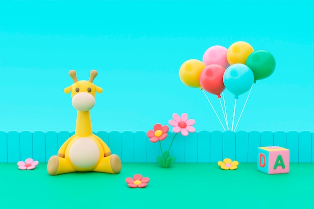 Colorful 3D Cartoon Background for Children – Free Download