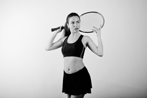 Beautiful Young Woman Tennis Player Portrait in Black and White – Free Download