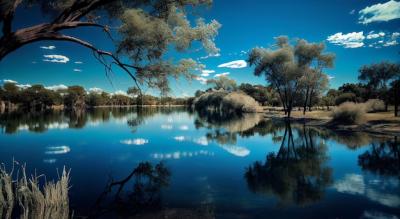 AI-Generated Nature Beauty Reflected in Calming Blue Waters – Free Download