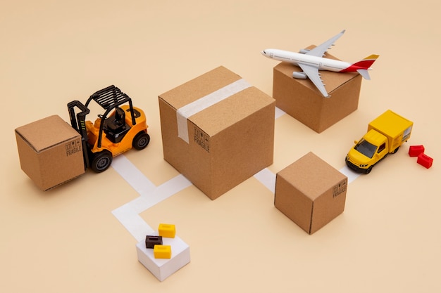 Vehicles and Boxes in Supply Chain Representation – Free Download