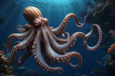 Monstrous Ancient Octopus in the Deep Blue Ocean – Free Download