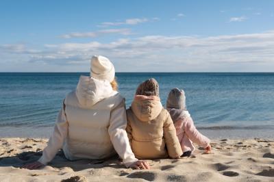 Mother and Kids Enjoying a Day at the Beach – Free Stock Photo for Download