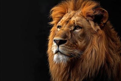 Graphic Portrait of Lion on Dark Background – Free Download