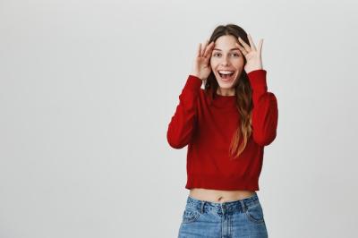 Cheerful Smiling Brunette Girl in Peekaboo Gesture – Free Stock Photo, Download for Free