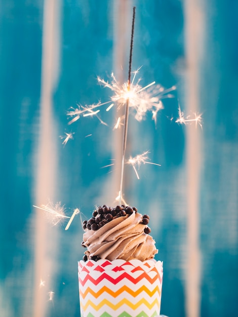 Chocolate Cupcake with Sparkler – Free Stock Photo, Download Free Stock Photo