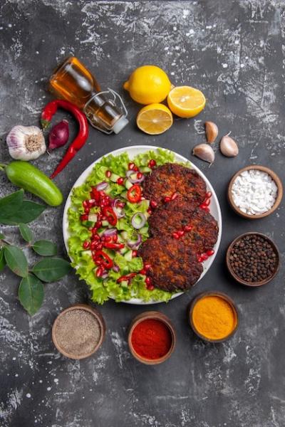 Delicious Meat Cutlets with Fresh Salad – Free Stock Photo for Download