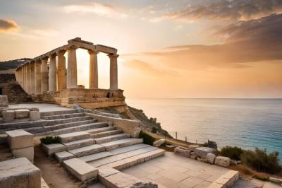 The Temple of Poseidon at Sunset: Stunning Views and Free Stock Photo for Download