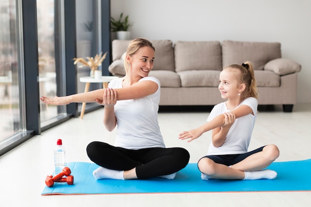 Mother and Daughter Working Out at Home – Free Stock Photo, Download Free