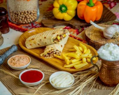 Delicious Doner in Lavash with Fries – Download Free Stock Photo