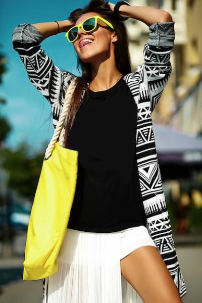 Young Brunette Woman Model in Colorful Summer Fashion – Free Stock Photo Download