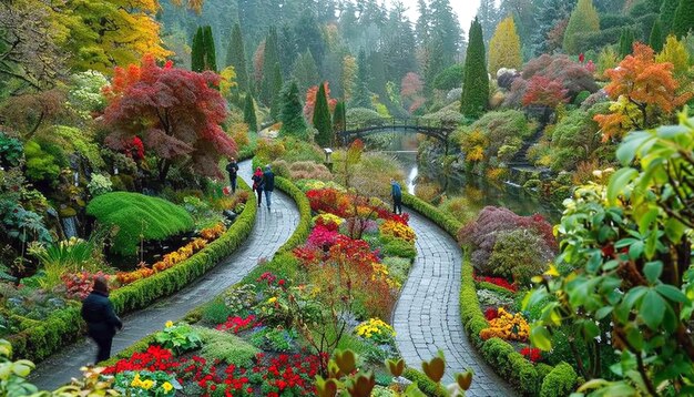 Beautiful Butchart Garden in Brentwood Bay – Download Free Stock Photo