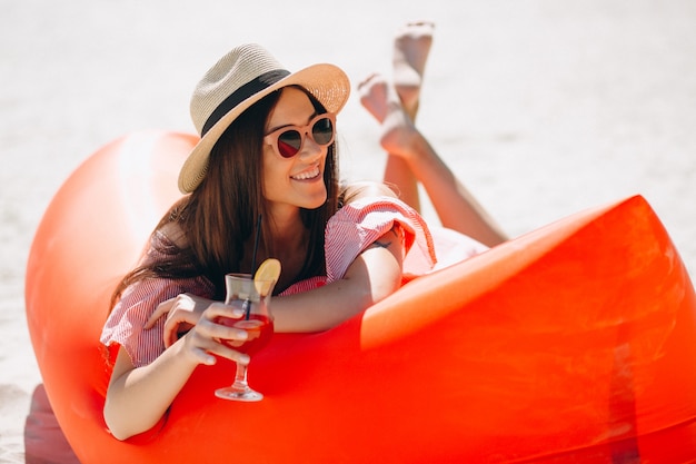 Woman with Cocktail in Hat at the Beach – Free Stock Photo, Download Free Stock Photo